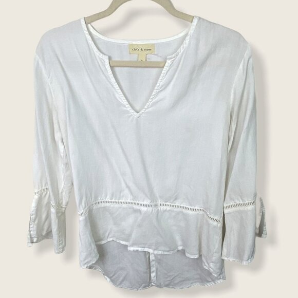 Anthropologie Cloth and Stone White Ladder Lace‎ Blouse Size Small Eyelet Top S - Picture 2 of 10